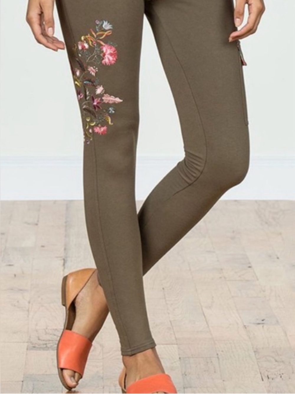 NWT Matilda Jane | Women’s Olive Green Floral Embroidered Scouts Honor Pants